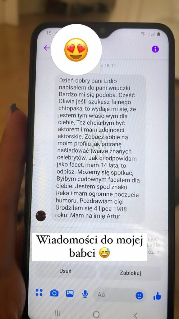 Screen z InstaStories Oliwii