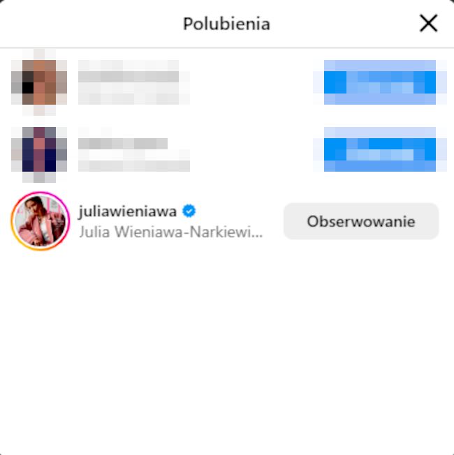Julia Wieniawa polubiła komentarz "niedoszłej teściowej"