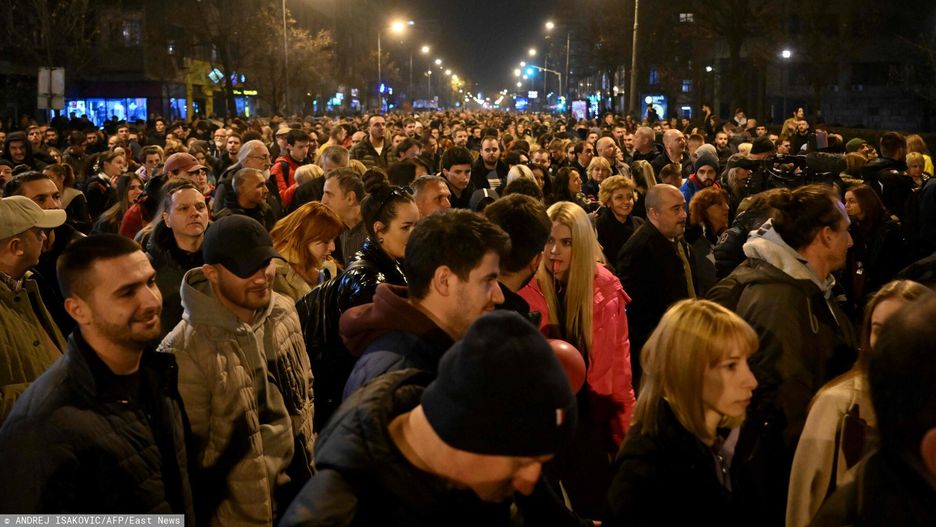 Temporary
Opposition supporters take part in a march during a protest in Belgrade, on December 25, 2023, a week after the parliamentary and local elections in Serbia. A few thousand citizens gathered in front of a local police station late on December 25, in Belgrade in support of the arrested in the December 24 protests against what they say was electoral fraud in Serbia's recent parliamentary and local elections. (Photo by Andrej ISAKOVIC / AFP)
ANDREJ ISAKOVIC