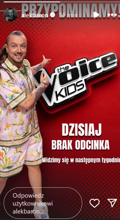 Baron z "przypominajką" ws. "The Voice Kids"