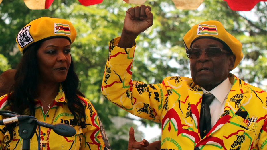 Prezydent Robert Mugabe z żoną Grace Mugabe