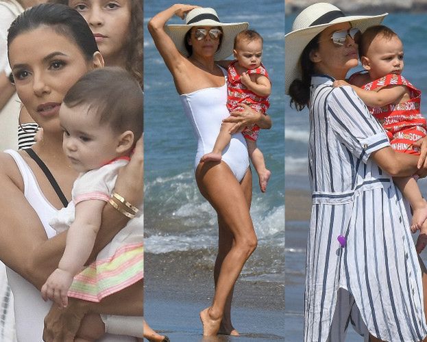 Eva Longoria pozuje z rocznym synkiem na leniwych wakacjach w Hiszpanii (ZDJĘCIA)