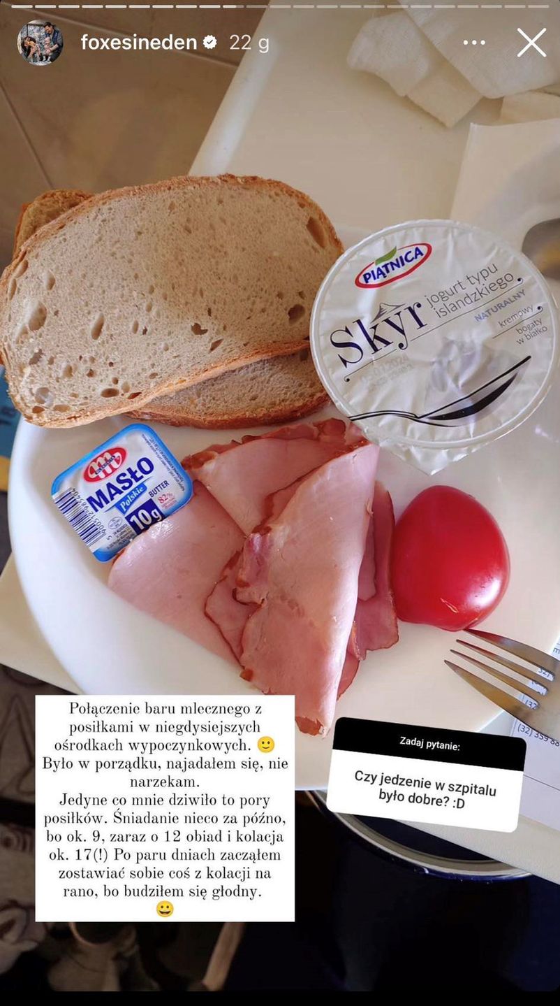 Tak był karmiony aktor w szpitalu.