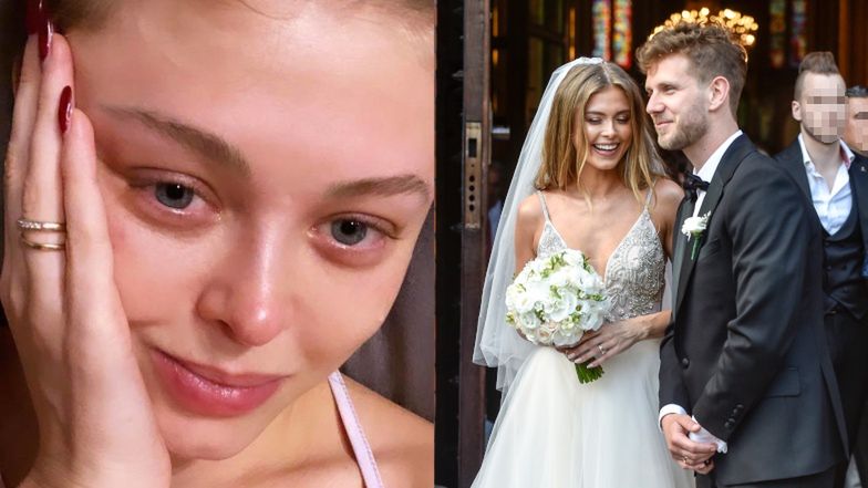 Joanna Opozda płacze nad książeczką dla dziecka