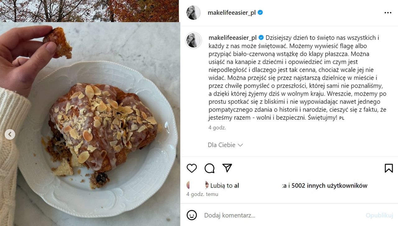 Wpis Katarzyny Tusk na Instagramie