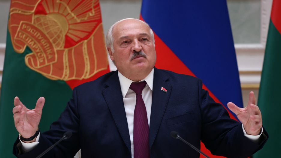 MINSK, BELARUS - DECEMBER 19: (RUSSIA OUT) Belarussian President Alexander Lukashenko speaks during a press conference with Russian counterpart at the Palace of Independence, December,19,2022, in Minsk, Belarus. President Putin is having a one-day visit to Belarus to talk on military and economic cooperation. (Photo by Contributor/Getty Images)