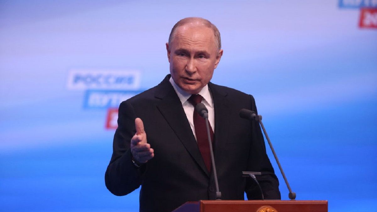 Russian President Putin Wins The 2024 Presidential Elections
MOSCOW, RUSSIA - MARCH 18 (RUSSIA OUT) Russian President Vladimir Putin speaks during his press conference at his campaign headquarters, early March,18,2024, in Moscow, Russia. Russian President Vladimir Putin has won the 2024 Presidential Elections, hosted on March 15-17. (Photo by Contributor/Getty Images)
Contributor
bestof, topix