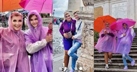 Katarzyna Skrzynecka eksploruje Rzym w mocnym makijażu i narzeka na pogodę: "Tonący w strugach deszczu" (ZDJĘCIA)