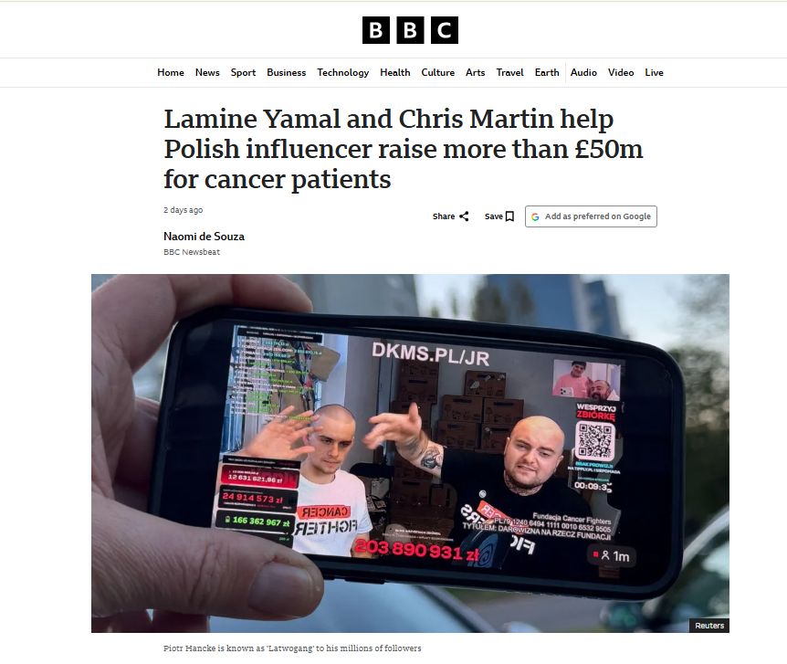 BBC napisała o akcji Łatwoganga.