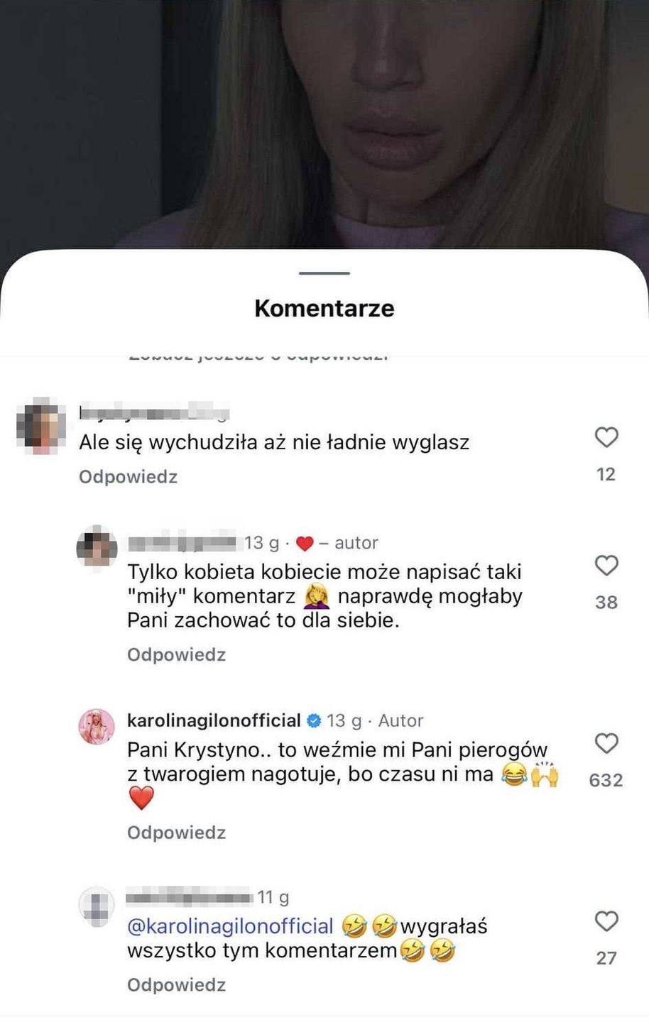 Karolina Gilon dissuje internautkę