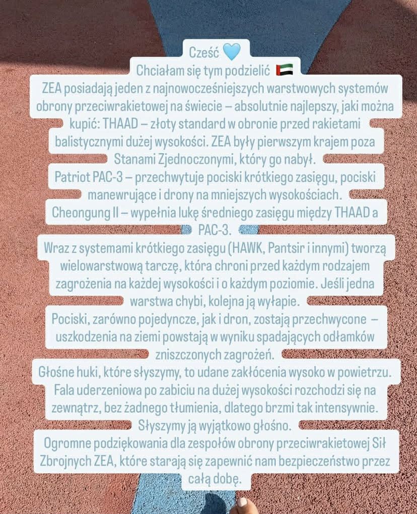 Marcelina Zawadzka, wiadomość z Dubaju