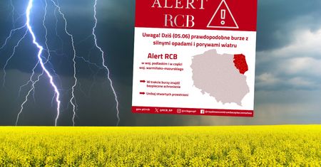 "Znajdź bezpieczne schronienie". Pilny alert RCB dla dwóch województw