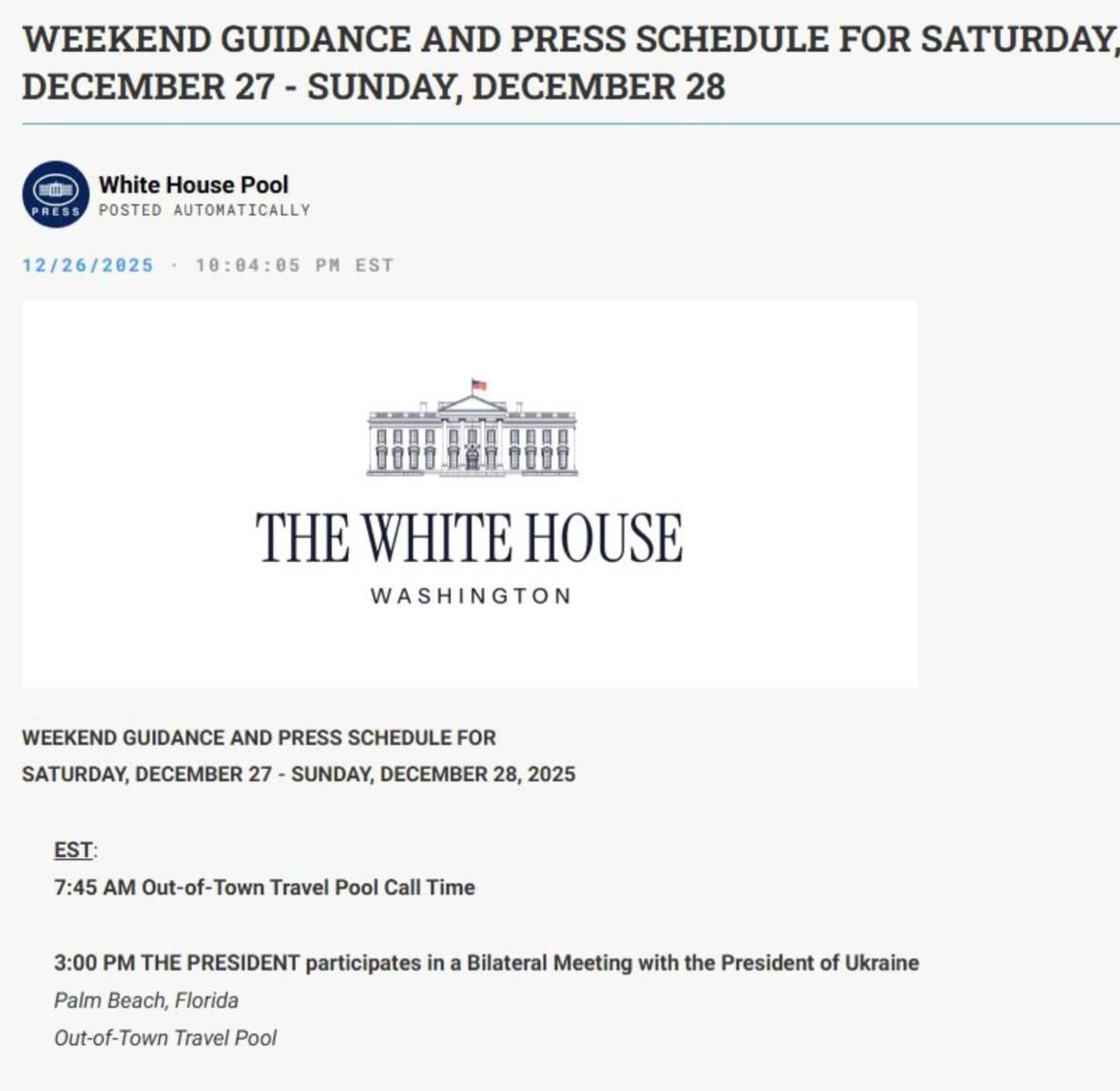 Plan Trumpa na 28 grudnia b.r.