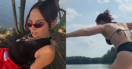 Mery Spolsky szaleje w bikini na łódce. "Lubię jeziora i skok na golasa"