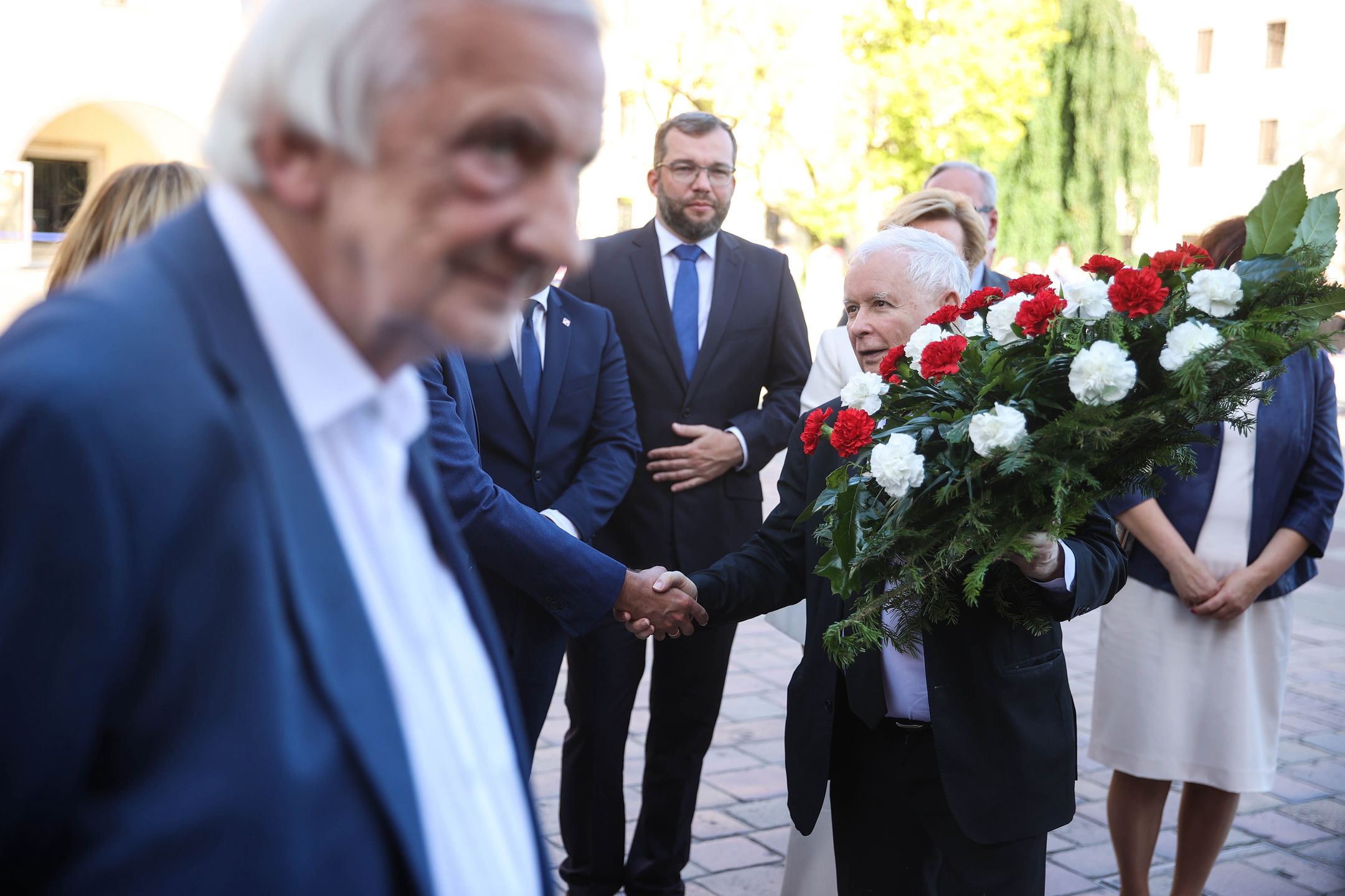Kraków, 18.06.2022. Jarosław Kaczyński i politycy PiS na Wawelu