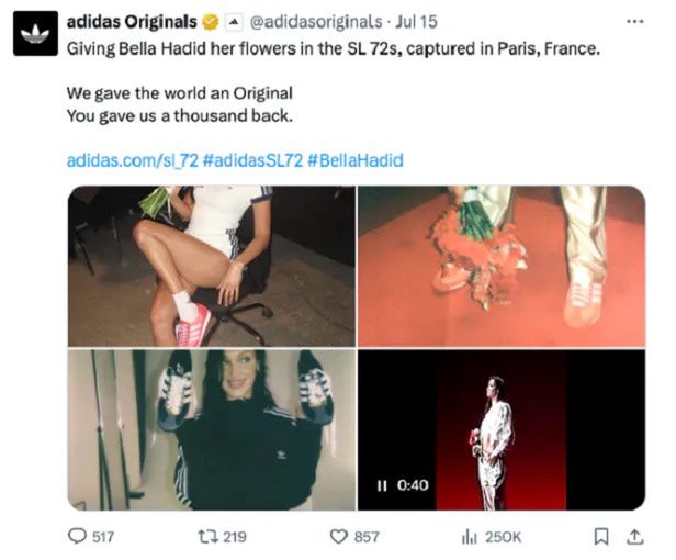 Bella Hadid w kampanii reklamowej Adidas Originals