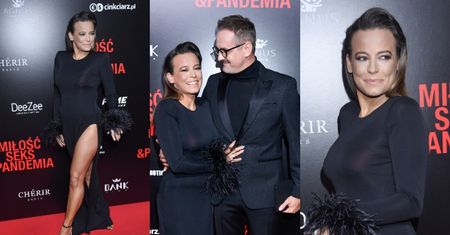KOKIETKA Anna Mucha u boku ukochanego Jakuba Wonsa eksponuje zgrabną nogę na premierze "Miłość, seks & pandemia" (ZDJĘCIA)