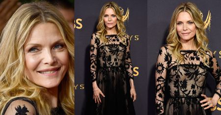 59-letnia Michelle Pfeiffer w prześwitującej sukni