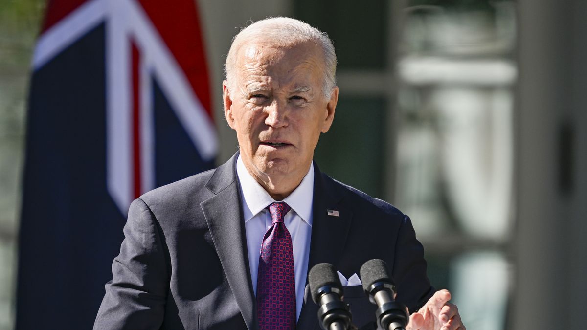 WASHINGTON, D.C., UNITED STATES - OCTOBER 25: US President Joe Biden and Australian Prime Minister Anthony Albanese (not seen) hold a joint press conference at the White House in Washington D.C., United States on October 25, 2023. (Photo by Celal Gunes/Anadolu via Getty Images)