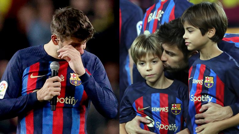 Wzruszony Gerard Pique z synami podczas ostatniego meczu