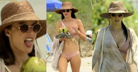 Alessandra Ambrosio rozkoszuje się mlekiem z kokosa