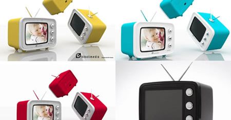Cyfrowa ramka wyglądająca jak stary telewizor