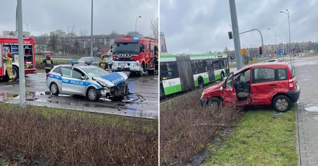 Radiowóz uderzył w fiata. Wszystko wyglądało bardzo groźnie