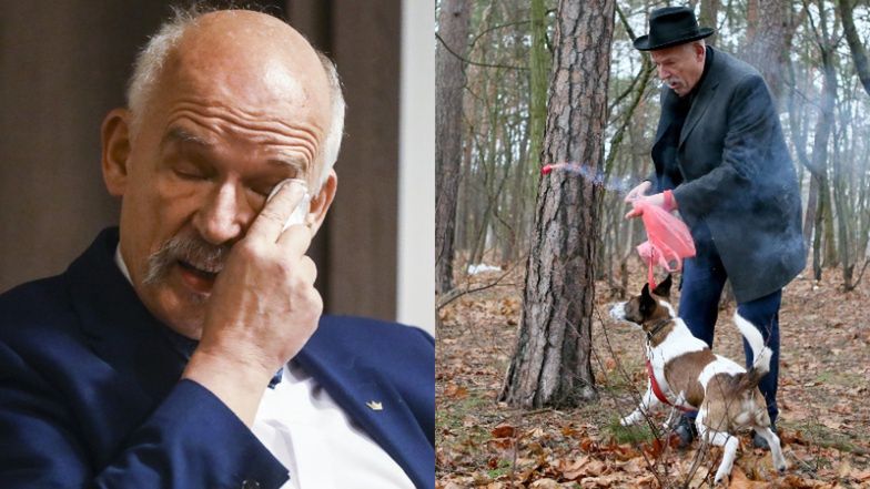 Janusz Korwin-Mikke stanie przed sądem? Policja wszczęła dochodzenie w sprawie ZNĘCANIA SIĘ NAD PSEM przez polityka