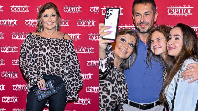 Skrzynecka z mężem i córkami na ściance