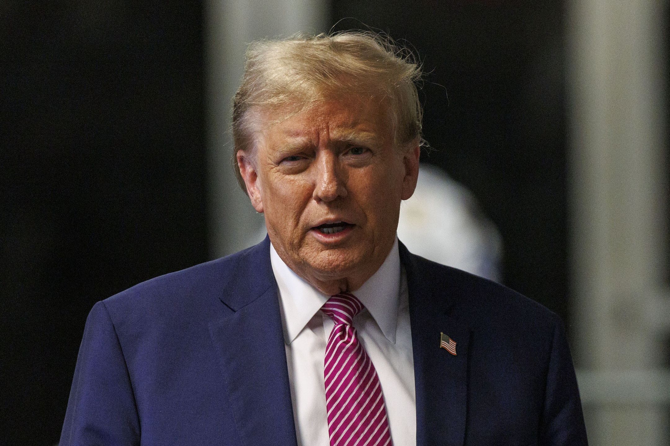 Former US President and current Republican presidential candidate Donald Trump speaks the press after his trial at Manhattan Criminal Court in New York, New York, USA, 19 April 2024. Trump is facing 34 felony counts of falsifying business records related to payments made to adult film star Stormy Daniels during his 2016 presidential campaign. EPA/SARAH YENESEL / POOL Dostawca: PAP/EPA.