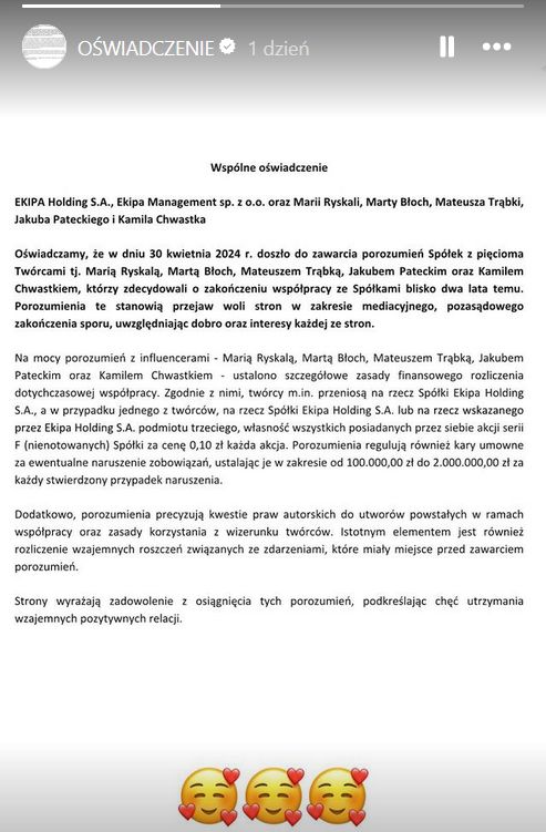 Oświadczenie Karola Wiśniewskiego "Friza"