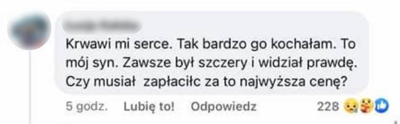 Patryk Kalski nie żyje. Poruszający komentarz matki mężczyzny