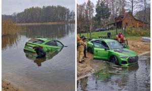 Luksusowe auto w jeziorze. Trwa policyjne śledztwo