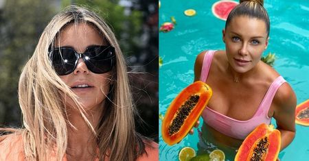 Małgorzata Rozenek pozuje w basenie z dorodnymi papajami. Internauci grzmią: "Ludzie nie mają co jeść, a pani WYRZUCA JEDZENIE"