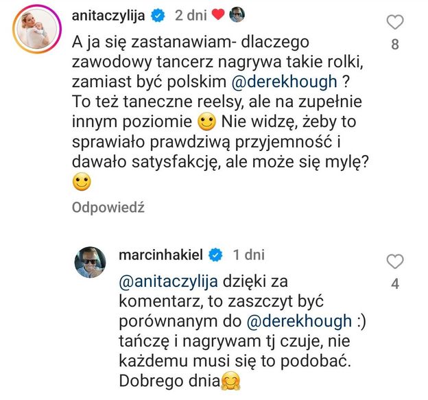 Anita ze "Ślubu..." KRYTYKUJE internetową działalność Marcina Hakiela: "Dlaczego zawodowy tancerz nagrywa takie rolki?". ODPOWIEDZIAŁ