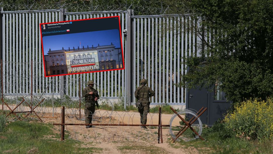Na gmachu Pałacu Prezydenckiego pojawił się napis "solidarni z żołnierzami"