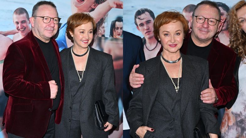 Zbigniew Zamachowski i Gabriela Muskała na premierze "Błaznów"