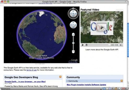 Google Earth w przeglądarce na Mac OS X