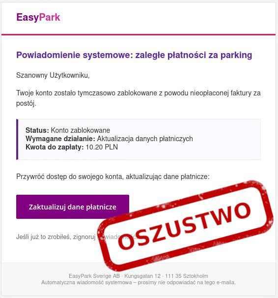 Przykład fałszywej wiadomości