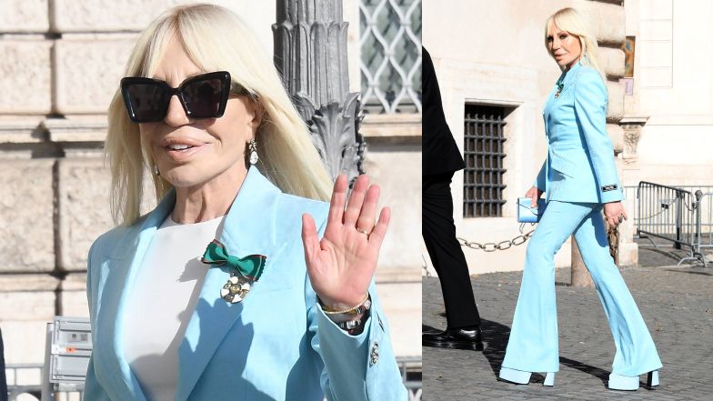 Dawno niewidziana Donatella Versace w niebotycznie wysokich butach mknie na spotkanie z prezydentem Włoch (ZDJĘCIA)