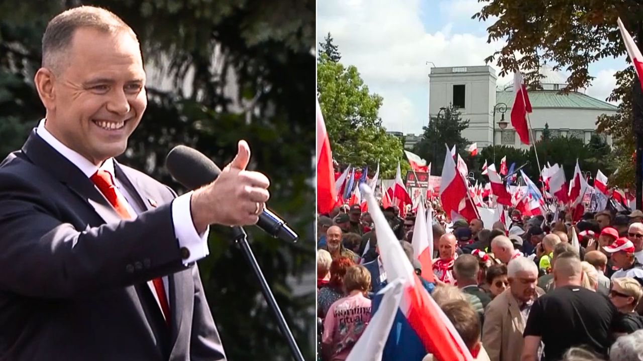 Nawrocki wyszedł do tłumu pod Sejmem. "Będę waszym głosem"