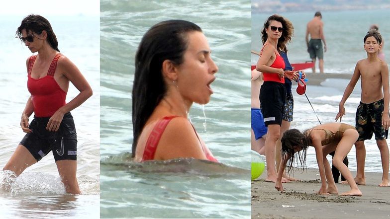 Penelope Cruz na plaży z dziećmi bez Javiera Bardema