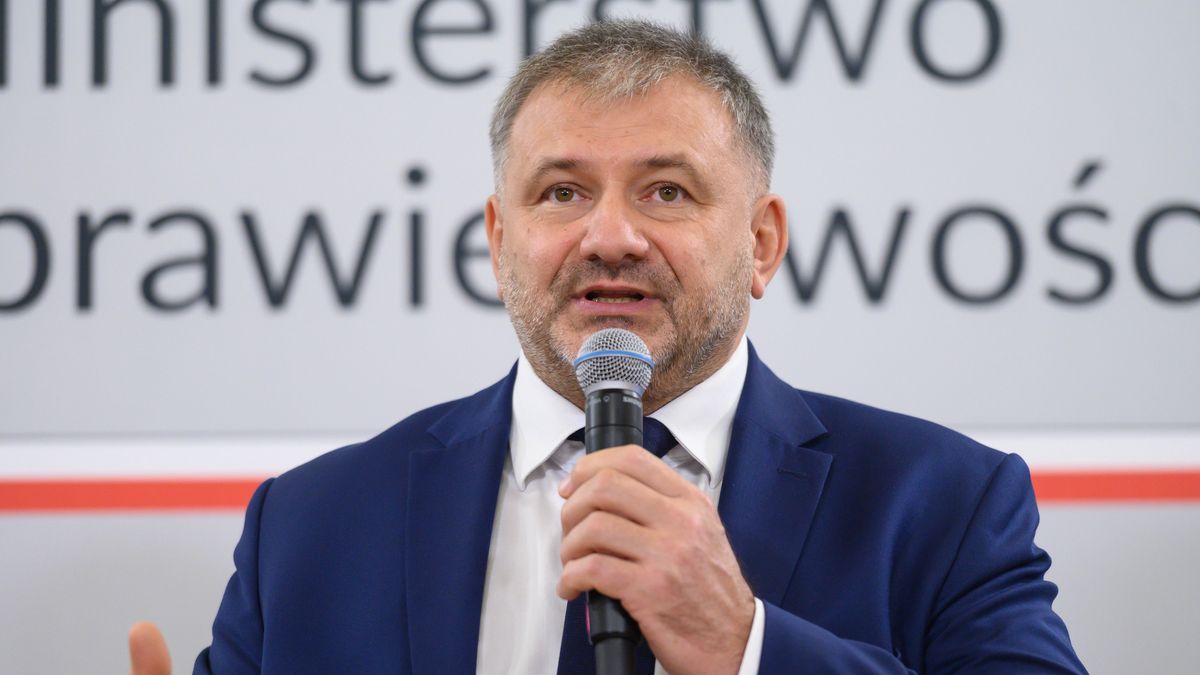 Poland's justice minister and prosecutor general, Waldemar Zurek, speaks to the media during his presentation of a proposed bill that restores the rule of law and separation of powers in Warsaw, Poland, on October 9, 2025. (Photo by Aleksander Kalka/NurPhoto via Getty Images)