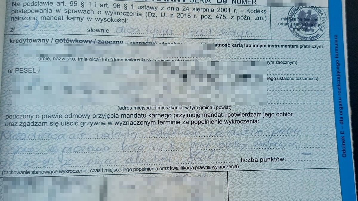 Rowerzysta dostał dwa mandaty po 2,5 tys. zł każdy