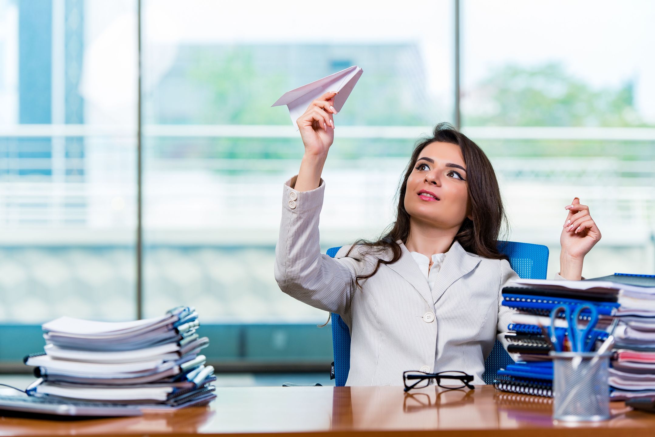 Businesswoman sitting at the office desk