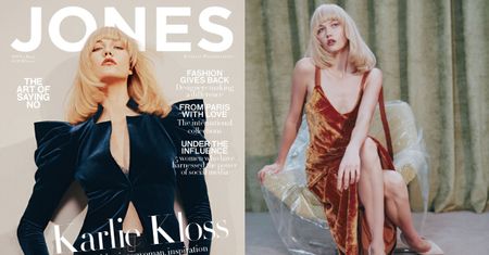 Karlie Kloss pozuje w blond peruce