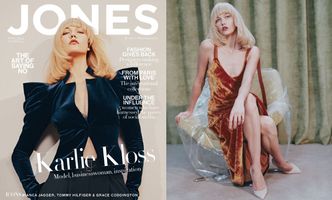 Karlie Kloss pozuje w blond peruce