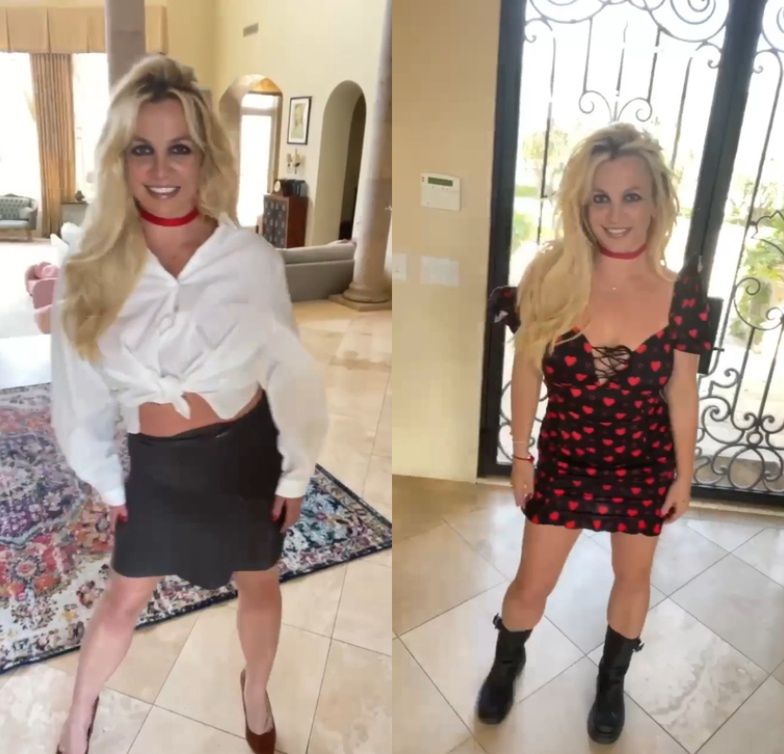 Ciężarna Britney Spears mierzy ubrania na Instagramie