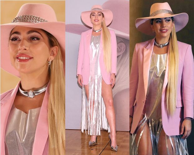 Lady Gaga promuje płytę w srebrnej sukience i różowym kapeluszu