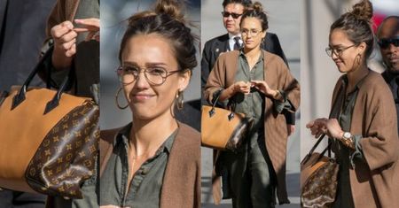 #TRENDY: Jessica Alba w oliwkowym kombinezonie